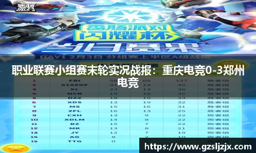 职业联赛小组赛末轮实况战报：重庆电竞0-3郑州电竞